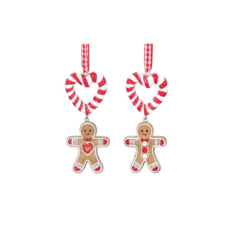 Gisela Graham Christmas Decoration Resin Gingerbread Man With Candy Cane