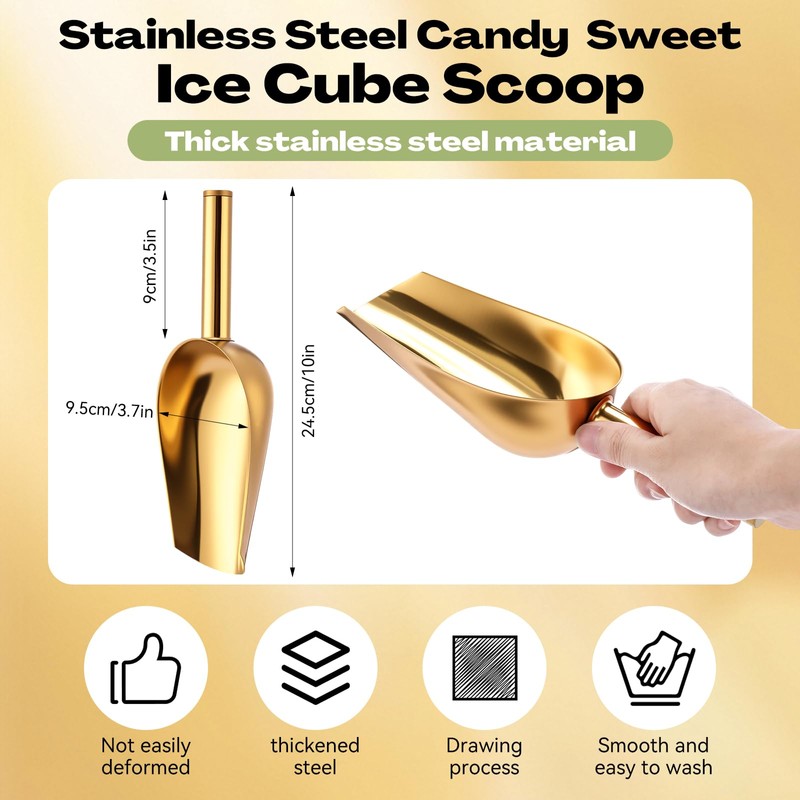 Roshtia 12 Pcs Gold Ice Scoops Stainless Steel Mini Scoop
