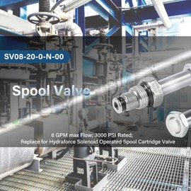 SV08-20-0-N-00 Solenoid Operated Spool Cartridge Valve Check Valve Replacement Part for Hydraforce VC08-2 Cavity Used in Construction equipment, agricultural machinery