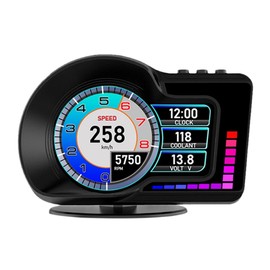 OBD2 Gauge Display, Car Speedometer Display OBD2+GPS Dual Mode, Fit Gasoline Cars 2008-2025, 3.5" IPS Screen, Turbo Gauge, 6 Alerts, 8 Color Ambient Lights, 5 Themes