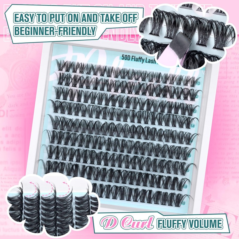 Wispy Lash Clusters Kit Natural Eyelash Extension Kit D Curly