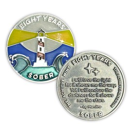 The Achieve Mint Eight Years Sober Token | 8 Year Sobriety Chip | Non-AA, Non-Religious Medallion for Women and Men Celebrating Sobriety