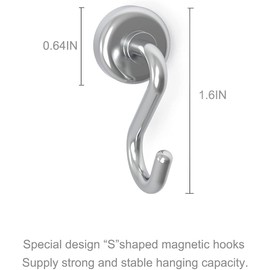 Ant Mag Magnetic Hooks 10 Pack 10KG (22LBS) Strong Magnets Hook with Neodymium Rare Earth for Cruise Ship Accessories Hanging Door Holder Keys Home Office Refrigerators BBQ