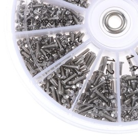 600pcs 12 Different Small Screw Nuts Assortment Kit M1 M1.2 M1.4 M1.6 with Plastic Box for Watch Glasses Electronics with Plastic Box