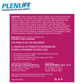 PLENLIFE - Complejo B + Multivitaminas en Tabletas Masticables - Suplemento Alimenticio de Vitaminas y Minerales Sabor Fresa - Frasco con 60 Tabletas 