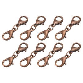 uxcell Bracelet Extender, 8Pcs - Double Lobster Claw Clasps Necklace Extenders, Connector Extension Clasp and Closure for DIY Making Jewelry Chain (30mm/1.18", Retro Red Copper)