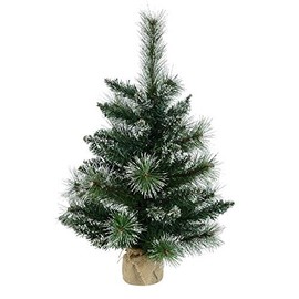 Vickerman B166424 Snow Tipped Mixed Pine Tree with 52 PVC Tips in a Burlap Base, 2' x 16", Unlit
