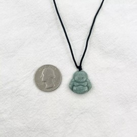 Dream Shop Jade Buddha Charm Pendant Necklace W/ Beads Cord Handmade Carved Green Gemstone