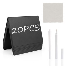 Small Chalkboard Sign Reusable and Reserved Table Signs Food Name Cards for Buffet 20 Pack 4"x3" Table Sign Chalkboard Liquid Chalk Markers Erasable for Wedding Bakery Party Supplies Table Numbers