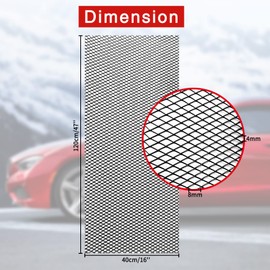 AICARS 47''×16‘’ Car Grill Mesh Metal Mesh 120x40cm Expanded Metal Sheet Made of Black Painted Aluminum Alloy with 4x8mm Rhombic Hole Insert Bumper