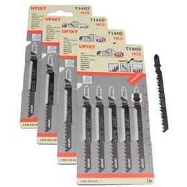 Jigsaw Blades T144D for High Speed Wood Cutting High Carbon Steel HCS 20 Pack Fits AEG, Black & Decker, Bosch, Dewalt, Elu, Festool, Hitachi, Makita, Metabo and Skil by Ufixt