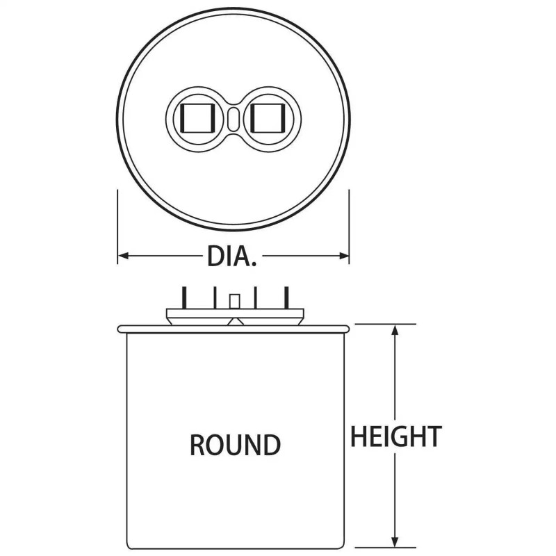 Vanguard RD-40-370 Run Capacitor, 370 Vac, 40 µF, 50-60Hz, 10,000AFC,