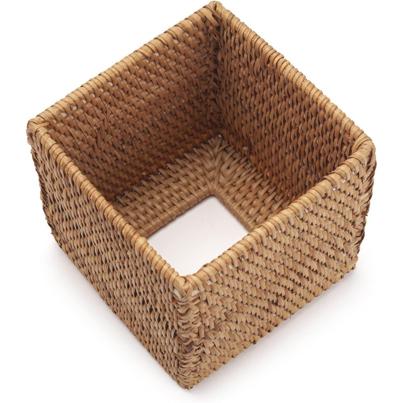 2 Pack Rattan Tissue Box Cover Square, Wicker Tissue Box