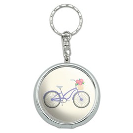 Graphics and More Portable Travel Size Pocket Purse Ashtray Keychain Sports and Hobbies - Bicycle Bike with Basket of Flowers