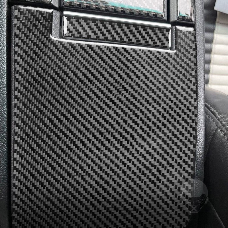 TEAMWILL Black Real Carbon Fiber Decal Center Console Armrest Box