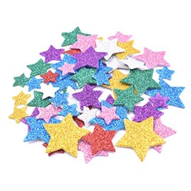 200pcs Colorful Glitter Foam Stickers- Self Adhesive Star Shape Glitter Sticker for Children Kids Arts Craft Supplies Greeting Cards Homemade Home Decoration