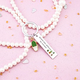 Iweca Plant Gifts Cactus Decor Plant Keychain Plants Lover Gift For Women Mental Health Keychain Motivational Gifts For Girls Boys Inspirational Gift For Friend Bestie