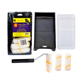 Bates- Paint Tray Set, 6 pcs, 4-Inch Paint Roller Kit, Small Paint Roller Paint Brush