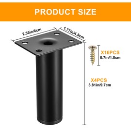 JJWUYUE Pack of 4 Furniture Legs, 10 cm Furniture Feet, Cabinet Feet, Sofa Feet, Table Legs, Replacement Support Feet Legs, Cabinet Legs, Legs for Chair, Cupboards, Drawers, Bedside Table, Bed Feet,