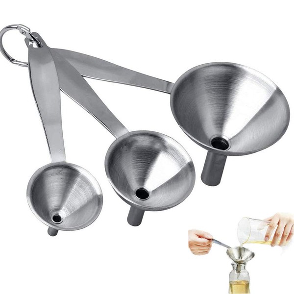TSKDKIT 3 Pcs Stainless Steel Kitchen Funnel Set for Powder,