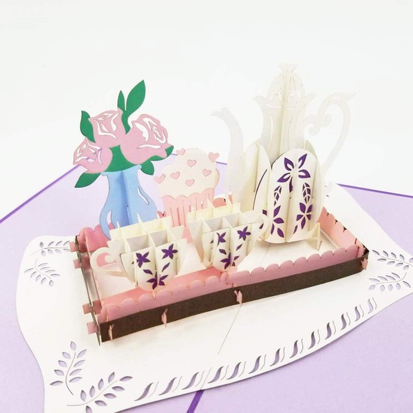 Tea Party Pop Up Card, 3D Pop Up Greeting Card