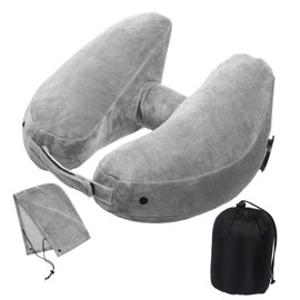 Zerodeko Inflatable Travel Neck Pillow with Hood U Shaped Headrest for Comfortable Support Lightweight and Portable Travel Essential Removable Cover for Easy Cleaning Material