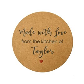CUSTOMIZE WITH YOUR OWN TEXT, from the Kitchen of Canning Labels, Wedding, Baby Shower, Christmas, Gifts, Holiday, Favors, Made With Love, Homemade With Love, Kraft Brown