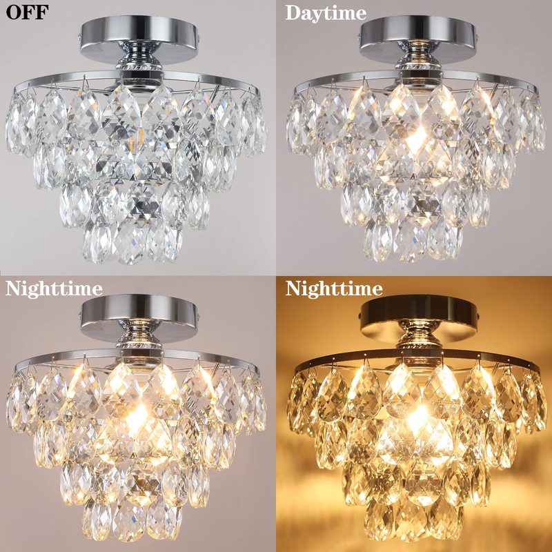 Luupyia Mini Crystal Chandelier Ceiling Light Small, Modern Crystal Ceiling