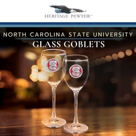 Heritage Pewter North Carolina State Wolfpack Glass Goblets – Set of 2 | 12 OZ Goblet Wine Glasses | Expertly Crafted Pewter Glass
