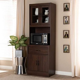 Bowery Hill Kitchen Cabinet and Hutch in Dark Walnut