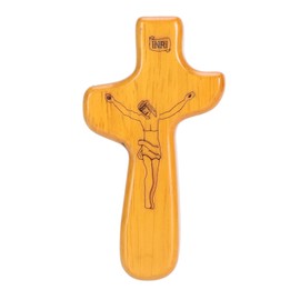 Hand Held Wooden Cross Relaxation Stress Relief Portable Holding Pine Wood Clinging Cross for Boys and Girls