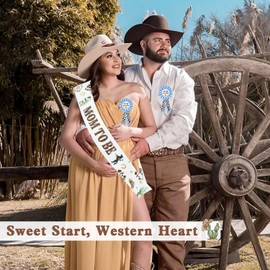 Lopeastar Cowboy Baby Shower Decorations Mom to Be Sash Dad to Be Corsage Set, Western Baby Shower A Little Cowboy is on the Way Mommy to Be Sash Baby Shower Sash Gift Keepsake