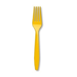 Creative Converting Touch of Color Premium Plastic Forks, 24-Count, School Bus Yellow