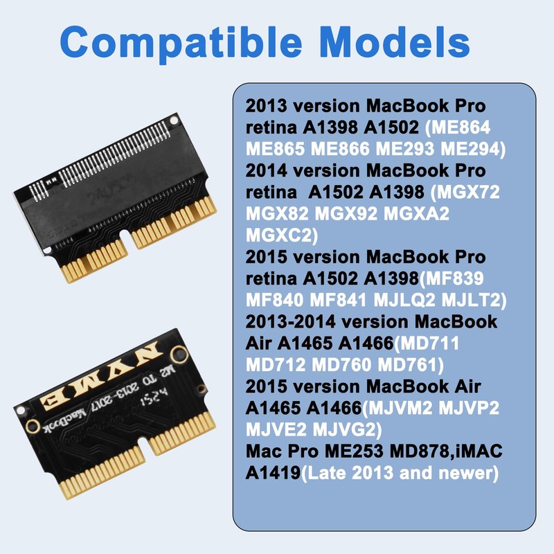 M.2 NVME SSD Adapter for MacBook, Card Converter, M.2 NVME