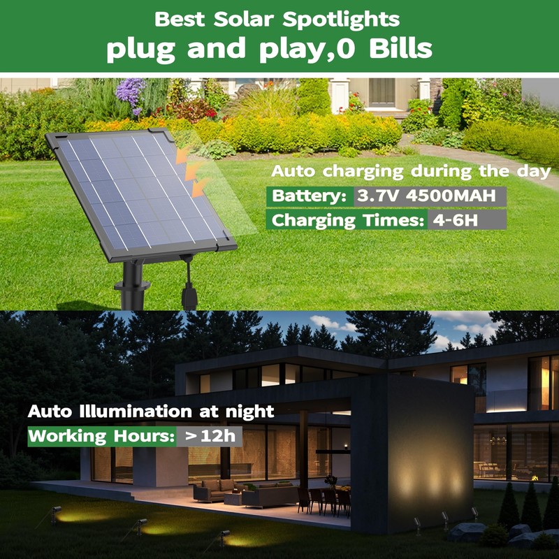 Varmtalys Solar Spot Lights Outdoor Waterproof IP65, Solar Powered Spotlight