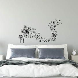 SUPERDANT Dandelion Wall Decal Music Notes Wall Sticker Removable Peel and Stick Waterproof Wall Art Decor Stickers for Kids Baby Classroom Living Room Music Room Bedroom