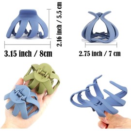 6Pcs Octopus Hair Clips Matte Hair Claws Hair Clips,Large Octopus Clip Non-slip Big Spider Hair Claws,Double Row Teeth Hair Clips Small Claw Clips,Double Teeth Octopus Large Grip Hair Clips for Girl