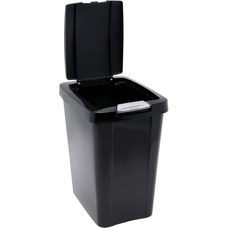 Sterilite 10439004 7.5 Gallon Black Plastic TouchTop Wastebasket