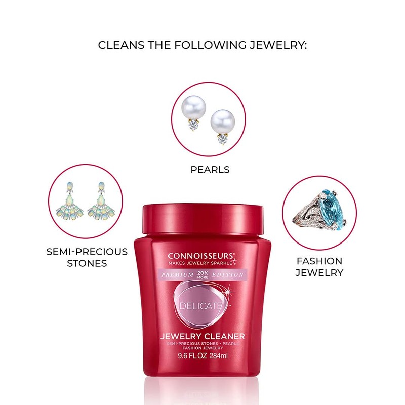 Connoisseurs Premium Edition Delicate Jewelry Cleaner Solution for Pearls, Gemstones,