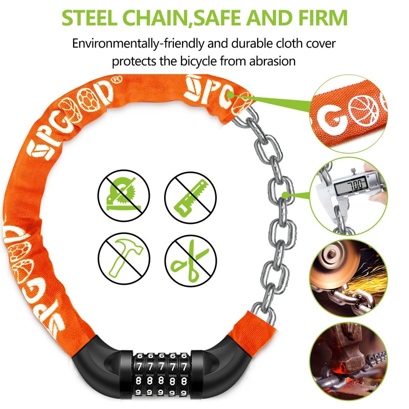SPGOOD Bicycle Lock (14 Colours) with Numbers and High Security
