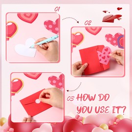 Geyoga 120 Pcs Blank Valentine Cards Bulk with Envelopes Red Pink Heart Shaped Cutout DIY Greeting Cards for Valentine's Day and Anniversary, 8 Colors, 3.54 x 3.54 Inches