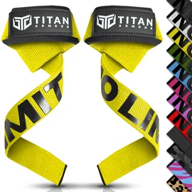 Titan Armour® Weight Lifting Straps | Extra-Long Neoprene Padded Heavy-Duty Weightlifting Straps | Deadlifts | Anti-Slip Gel Option | Gym Accessories Men & Women (Yellow (Gel Grip))