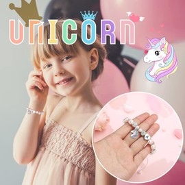 TINGN Unicorn Bracelet Gifts for Girls, Pink Pearl and Rhinestone Balls, Heart Unicorn Bracelet with Letters, Rainbow CZ Unicorn Bracelets, Girls’ Jewellery, Unicorn Gifts for Girls, Daughter