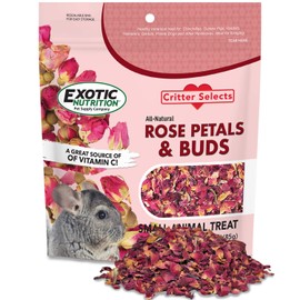 Rose Petals & Buds (0.85 oz.) - Healthy Natural Dried Flower Herbivore Treat - Chinchillas, Guinea Pigs, Rabbits, Prairie Dogs, Degus, Hamsters, Rats, Squirrels, Sugar Gliders & Other Small Pets