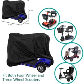 Sqodok Scooter Cover Mobility Wheelchair Accessories Waterproof Electric Scooter Covers 420D Scooters Rain Cover Protect from Dust Dirt Snow Rain Sun Rays, 55" x 26" x 36"