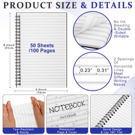 Weekgrat Weekgrat 4 Pcs Stone Paper Waterproof Notebook Spiral A5 5.8 x 8.3' Weatherproof Stone Paper All Weather Notebook Journal Note Taking College Ruled for Aesthetic Office Outdoor