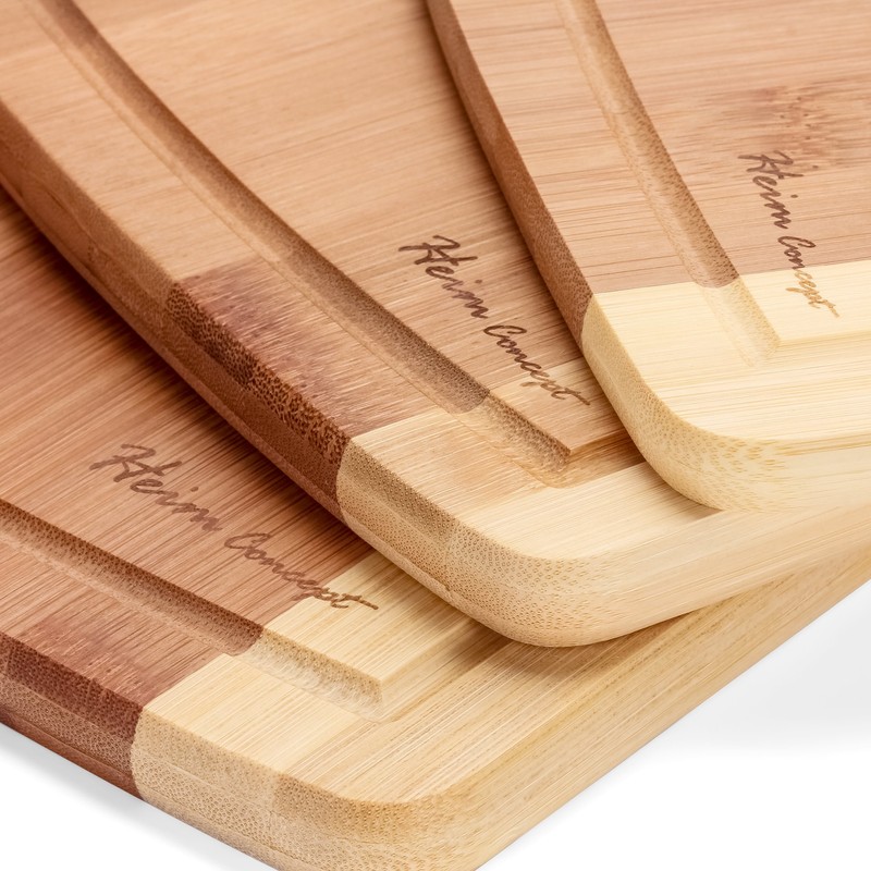 Heim Concept Organic Bamboo Cutting Boards 3PC Set, Various Convenient