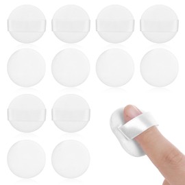 12 PACK Mini Finger Powder Puff, Microfiber Powder Puff Small Powder Pact Makeup Sponges 1.5 Inches Powder Puff Makeup Sponges Finger-Sized Makeup Puff for Women Beauty Blender Sponge