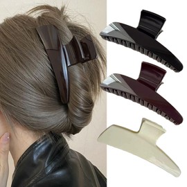 Aobesky Pack of 3 Large Hair Clips, 11 cm Non-Slip Acrylic Hair Clip for Thick Hair, Strong Hold Jaw Clips, Hair Styling Accessories for Women and Girls