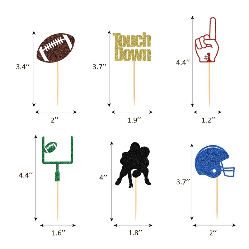 Festicreamy Super Bowl Football Cupcake Toppers - Perfect Football Party